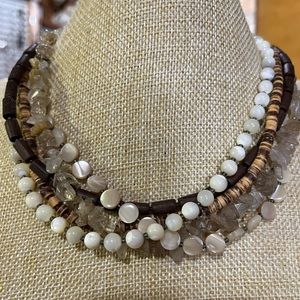 Silpada Beaded Necklace (Stone, Wood, Mother Of Pearl, Glass). Retired